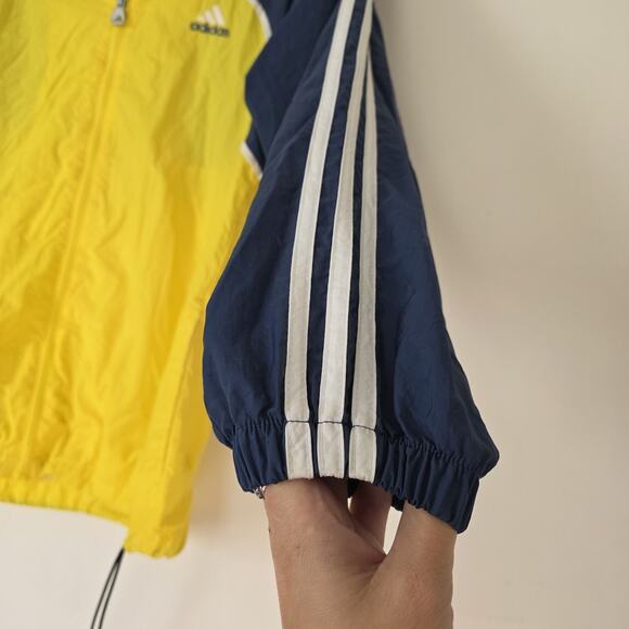 Vintage Adidas Tracksuit Jacket Men Medium M Windbreaker Yellow Blue Embroidered - Picture 3 of 10